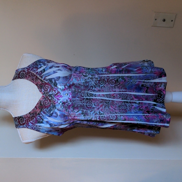 Silky Purple Mandala Tie Dye Hippie Racerback Top - Picture 1 of 6